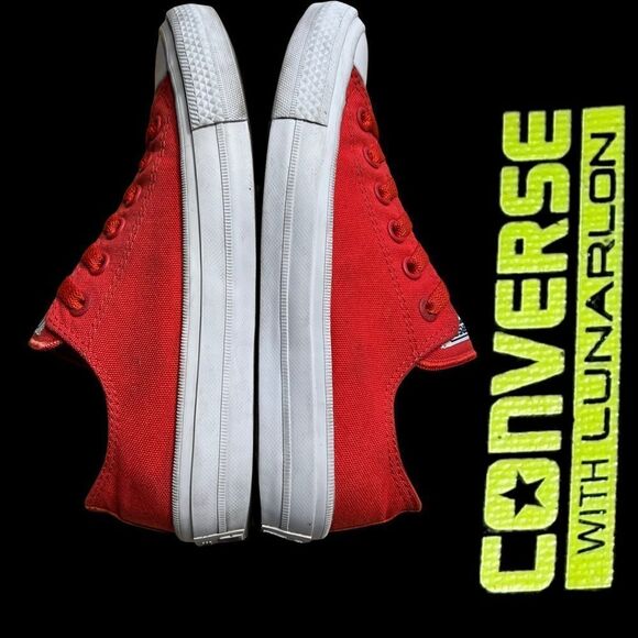 CONVERSE CHUCK TAYLOR ALL STAR II OX IN CORAL LUNARLON UNISEX M5 W7 - Picture 3 of 8